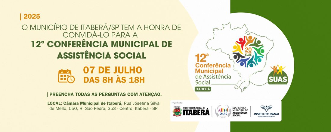 12º Conferência Municipal de Assistência Social |Municipio Itaberá