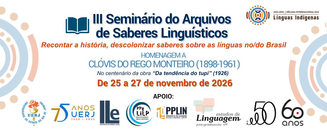 III Seminário do Arquivos de Saberes Linguísticos