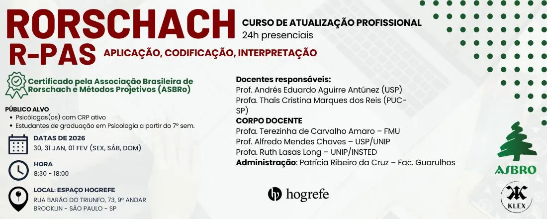 Rorschach – R-PAS: Curso de Atualização Profissional