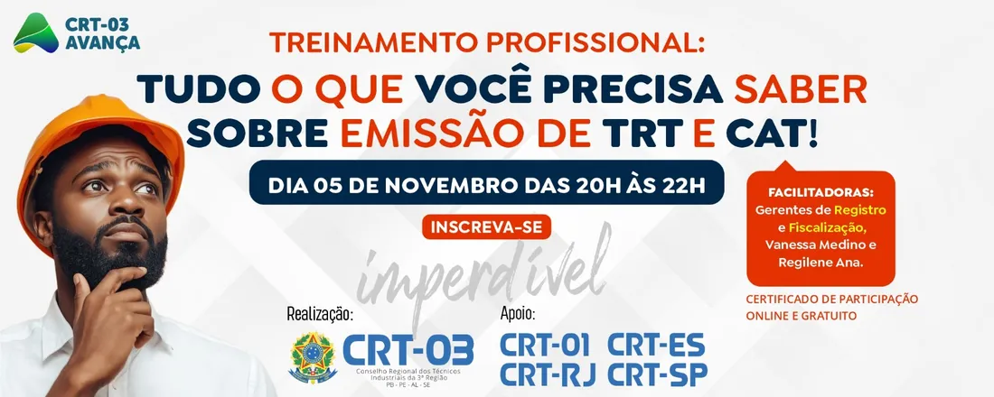 Treinamento sobre Emissão de TRT e CAT