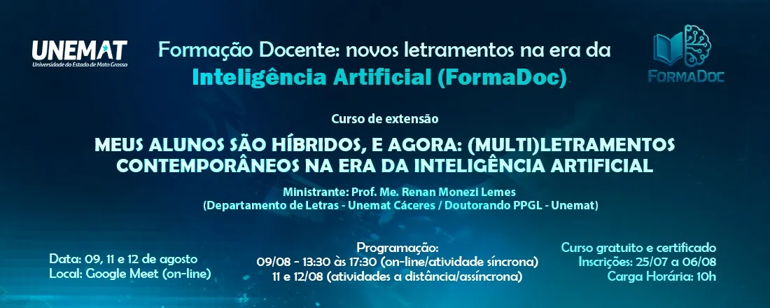 Minicurso “Meus alunos são híbridos, e agora: (Multi)Letramentos contemporâneos na Era da Inteligência Artificial”