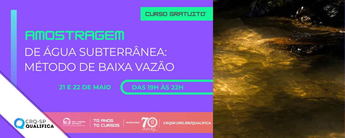 Curso Amostragem de Água subterrânea: método de baixa vazão – de acordo com a norma NBR 15847:2010