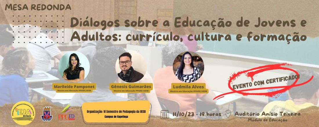 Diálogos sobre a Educação de Jovens e Adultos: currículo, cultura e formação