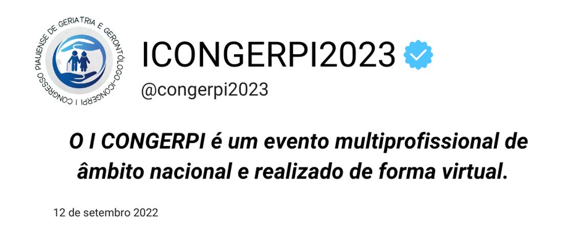 I Congresso Piauiense de Geriatria e Gerontologia- ICONGERPI