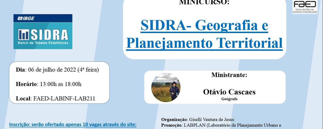 Minicurso: SIDRA: Geografia e Planejamento Territorial