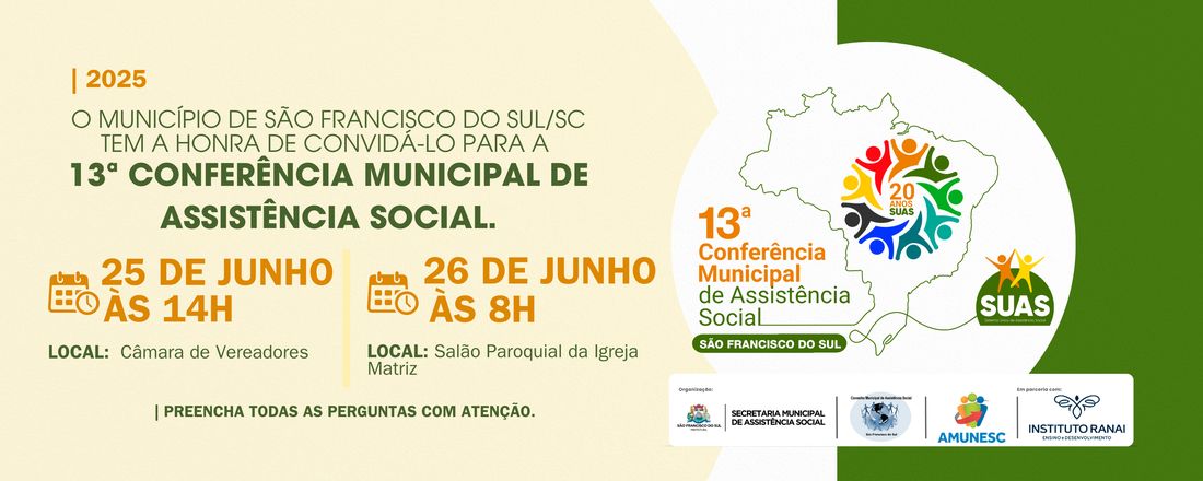 13º Conferência Municipal de Assistência Social |Municipio São Francisco do Sul