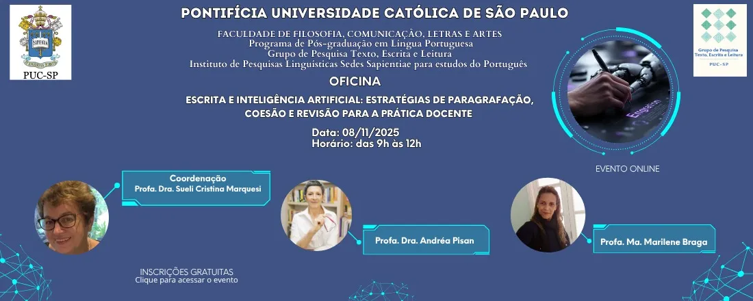 Oficina: Escrita e Inteligência Artificial: estratégias de paragrafação, coesão e revisão para a prática docente