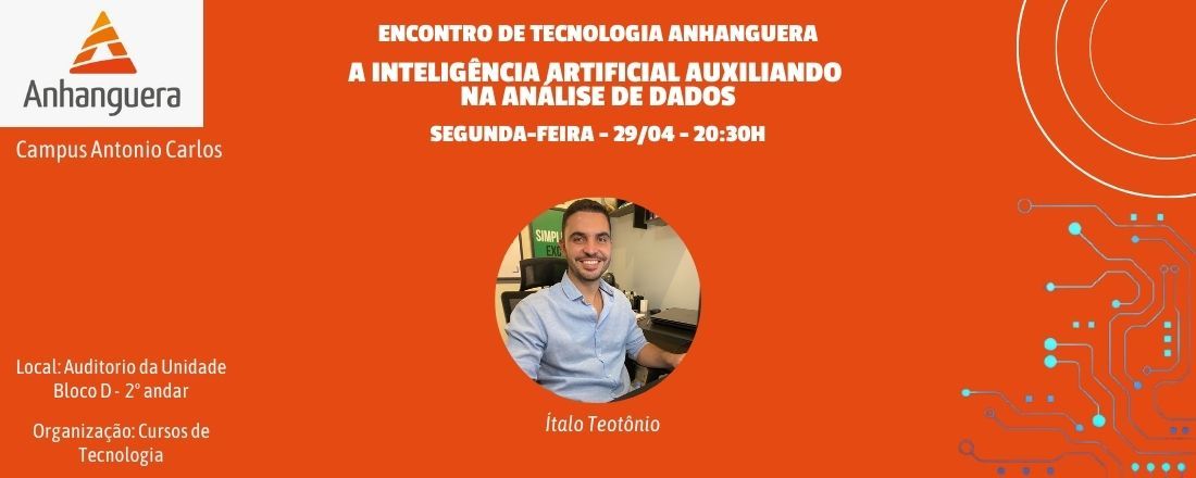 29/04 - 20:30h - A Inteligência Artificial Auxiliando na análise de dados