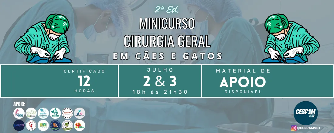 2º Minicurso de Cirurgia Geral em Cães e Gatos