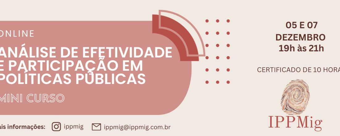 Mini Curso On-line | Análise de Efetividade e Participação em Políticas Públicas