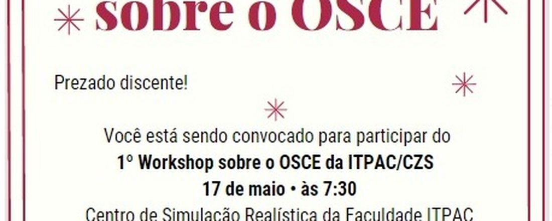 1º WORKSHOP SOBRE O OSCE