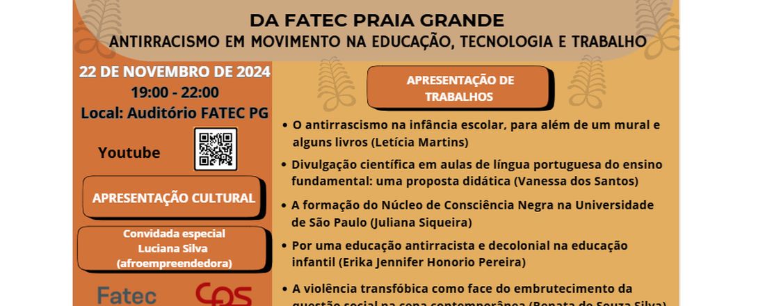 1º Simpósio da Consciência Negra da Fatec Praia Grande