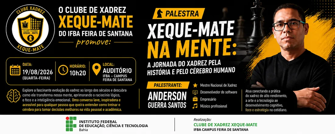 Palestra: Xeque-Mate na Mente: A Jornada do Xadrez pela História e pelo Cérebro Humano