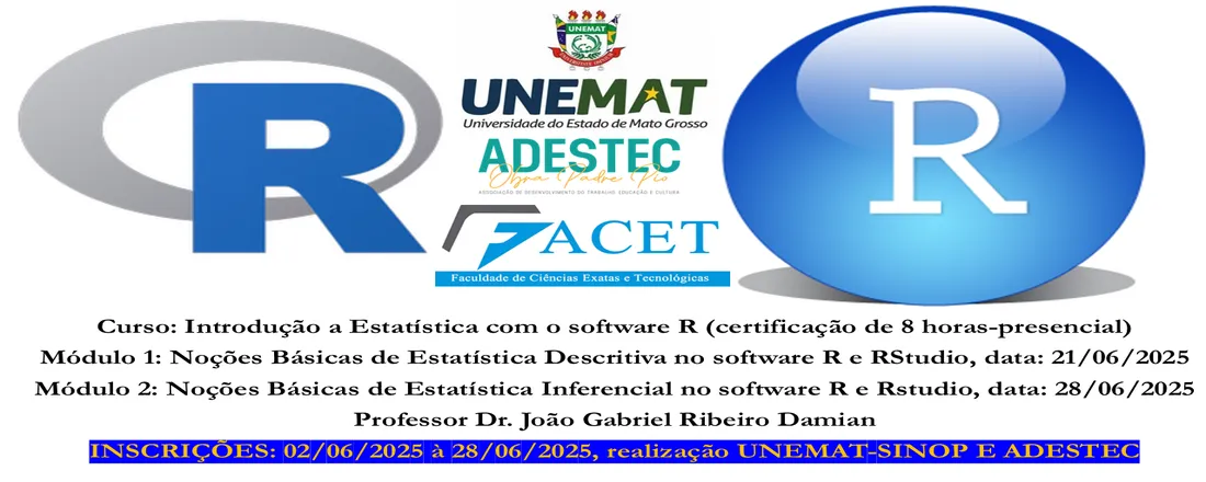 Introdução a Estatística com o software R e Rstudio Módulo 1: Noções Básicas de Estatística Descritiva no software R Módulo 2: Noções Básicas de Estatística Inferencial no software R e Rstudio