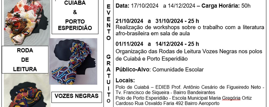 Cuiabá e Porto Esperidião em Roda de Leitura - VOZES NEGRAS