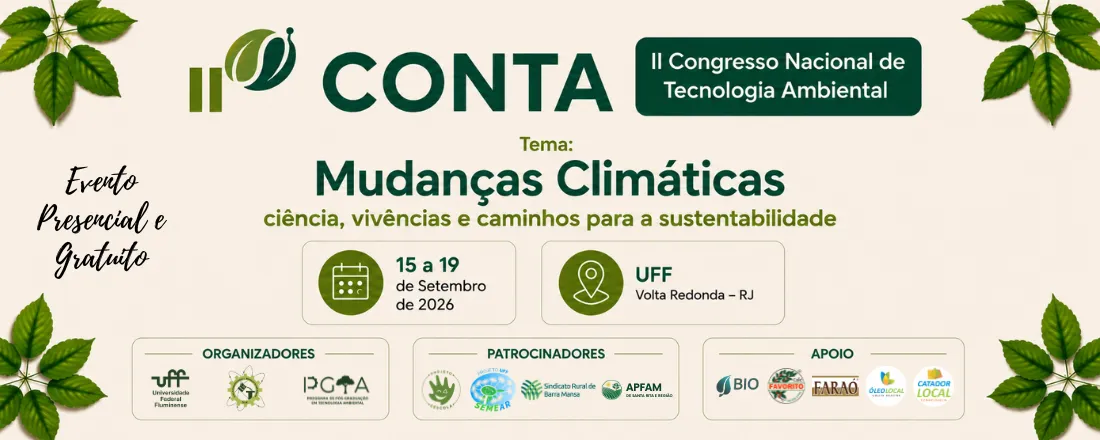 II Congresso Nacional de Tecnologia Ambiental Tema: Mudanças climáticas: ciência, vivências e caminhos para a sustentabilidade