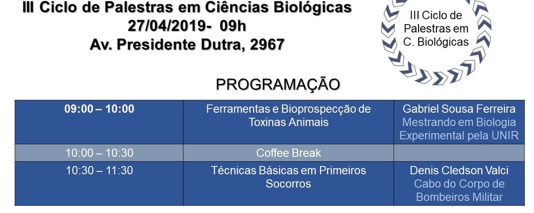 III Ciclo de Palestras em Ciências Biológicas