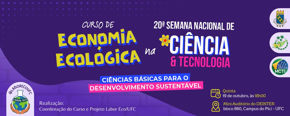 ECONOMIA ECOLÓGICA NA 20º SEMANA NACIONAL DE CIÊNCIA E TECNOLOGIA