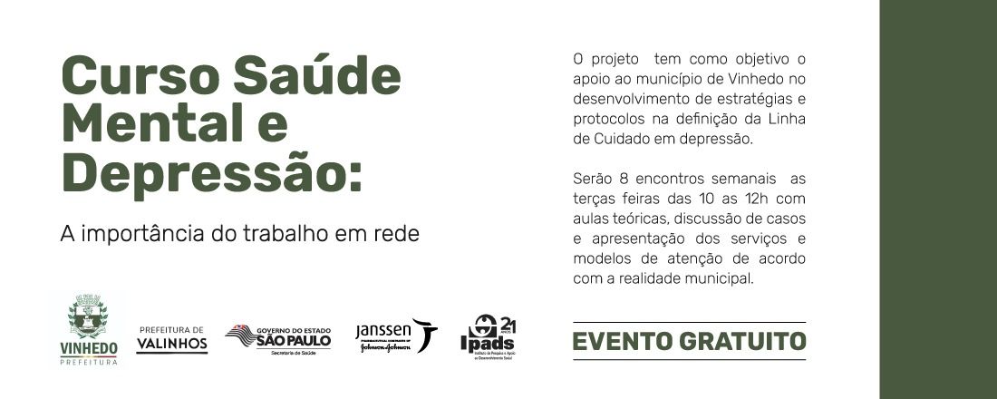 Curso Saúde Mental e Depressão: A importância do trabalho em rede