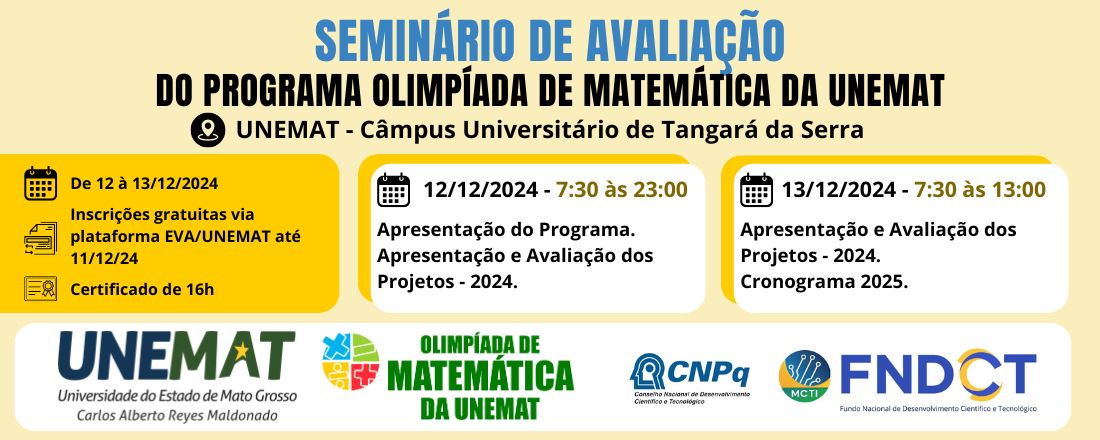 Seminário de Avaliação do Programa Olimpíada de Matemática da UNEMAT
