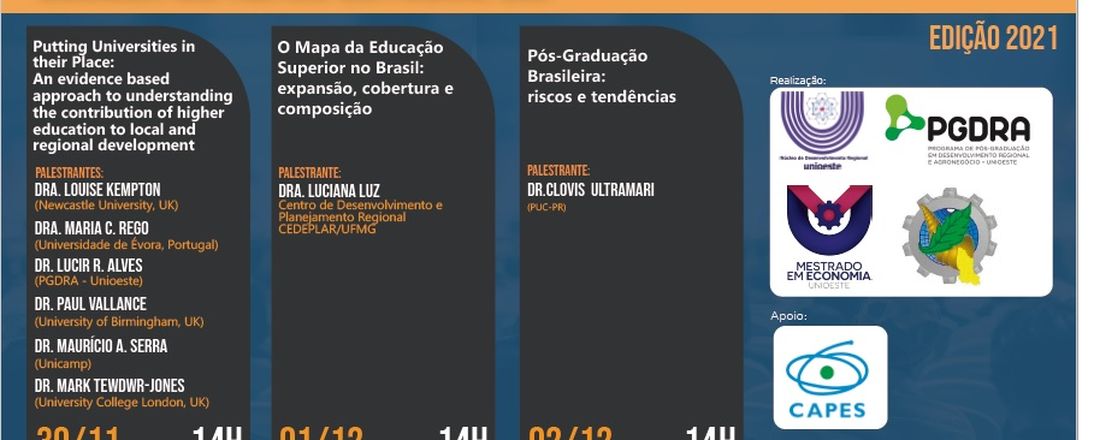 Escola de Altos Estudos em Desenvolvimento Regional e Agronegócio - Edição 2021