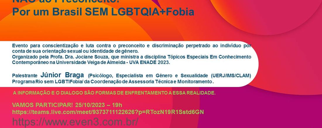 POR UM BRASIL SEM LGBTIFobia - NÃO ao preconceito!