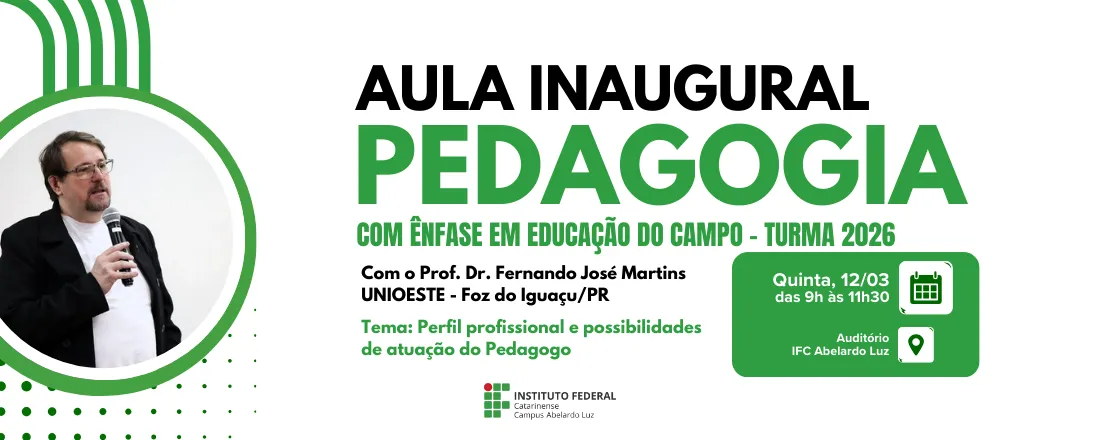 Aula Inaugural - PEDAGOGIA com ênfase em Educação do Campo - Turma 2026