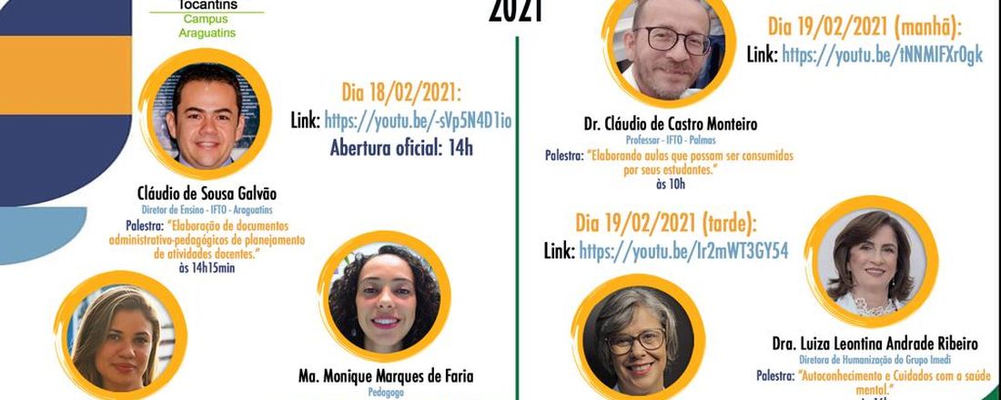 I Jornada Pedagógica de 2021 do campus Araguatins do IFTO