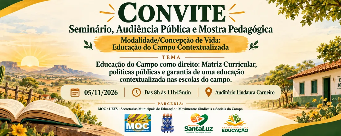 Educação do Campo de Santaluz - Seminário/ Audiência Pública e Mostra Pedagógica