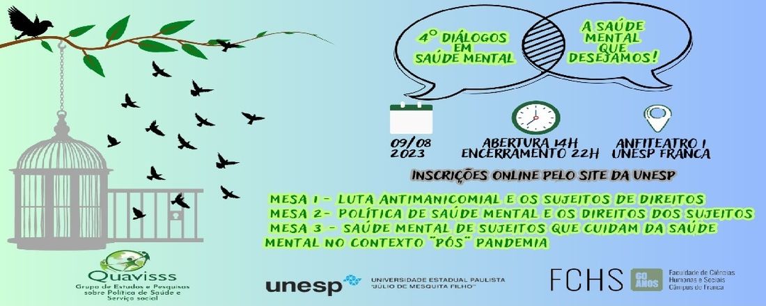 4º. Diálogos de Saúde Mental “A Saúde Mental que Desejamos!”