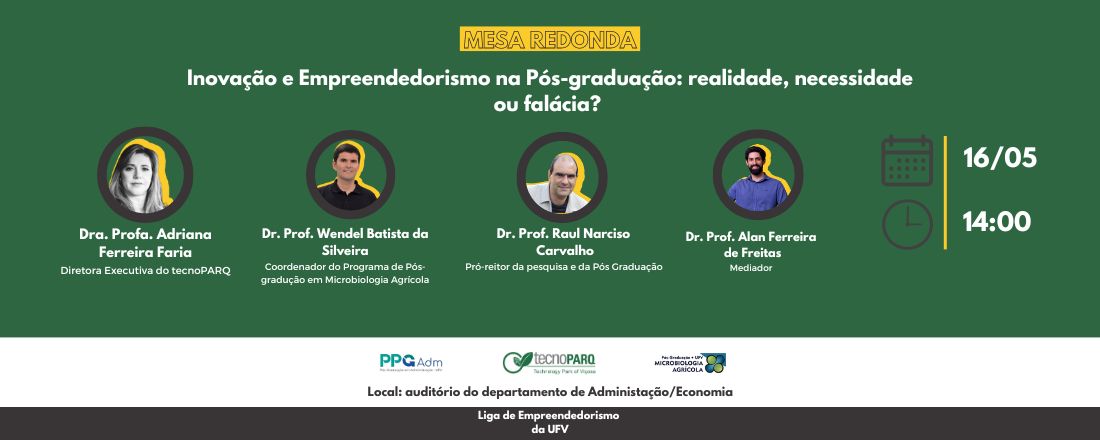 Mesa Redonda - Inovação e Empreendedorismo na Pós-Graduação:  realidade, necessidade ou falácia?