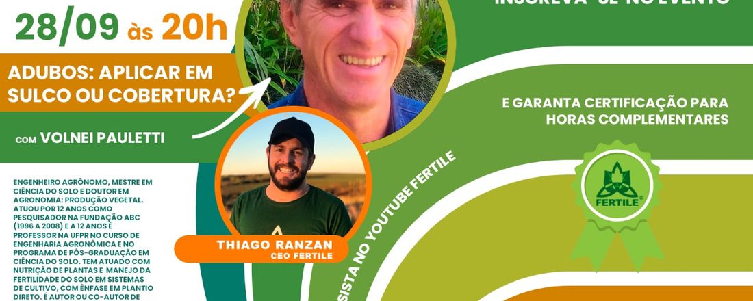WEBINAR GRÁTIS - Adubos: Aplicar em Sulco ou Cobertura?