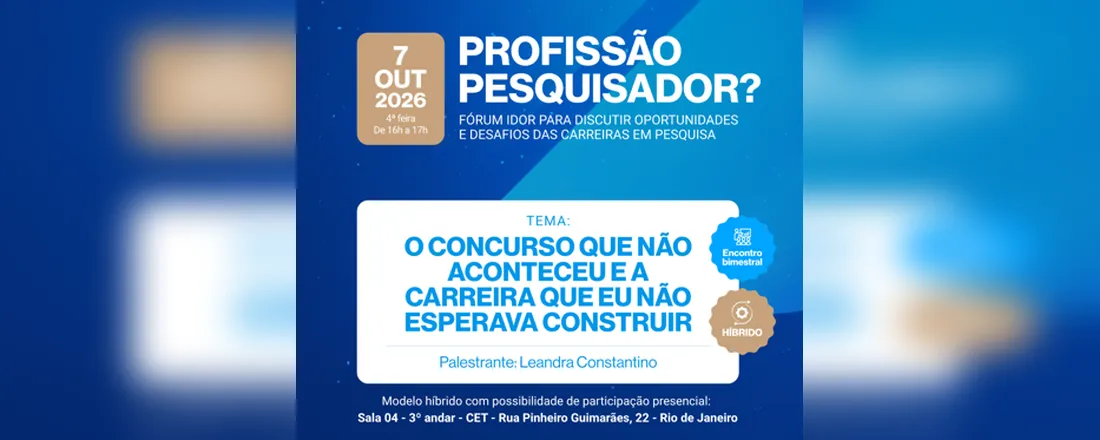 Fórum - Profissão Pesquisador ?