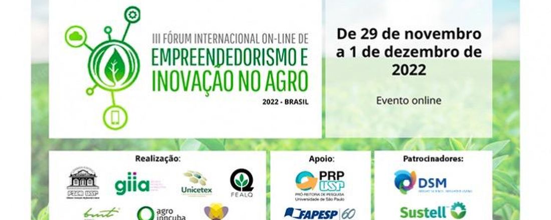 III Fórum Internacional On-line de Empreendedorismo e Inovação no Agro (FINOVAGRO) – 2022