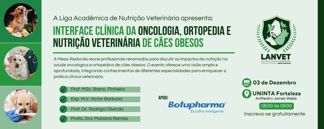 Interface Clínica da Oncologia, Ortopedia e Nutrição Veterinária de Cães Obesos
