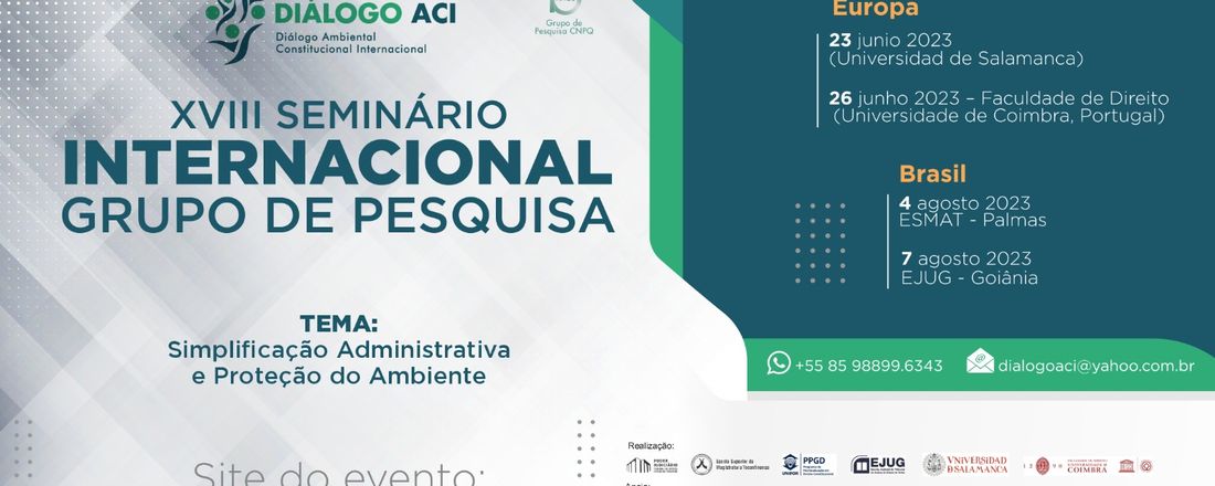 XVIII Seminário Internacional Grupo de Pesquisa: Simplificação Administrativa e Proteção do Ambiente