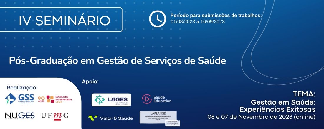 IV Seminário da Pós-Graduação em Gestão de Serviços de Saúde e Encontro de Egressos