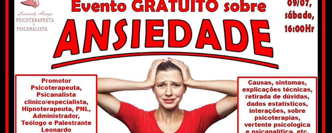 Webinar/Live sobre ANSIEDADE - GRATUITO (em 09/07/2022 às 16 Hr)