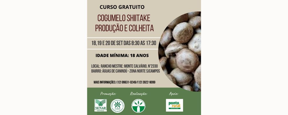 COGUMELO SHIITAKE – PRODUÇÃO E COLHEITA