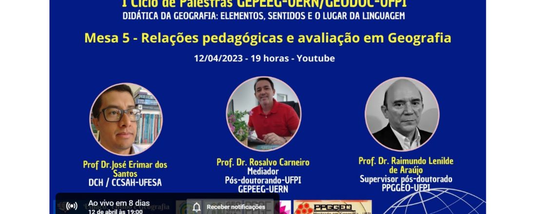 Mesa Redonda V – Relações pedagógicas e avaliação em Geografia