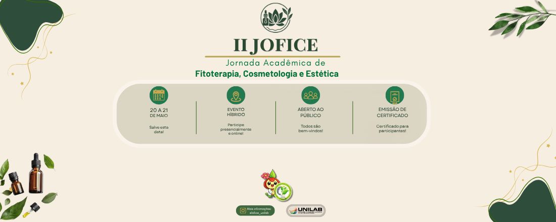II JOFICE – Jornada Acadêmica de Fitoterapia, Cosmetologia e Estética