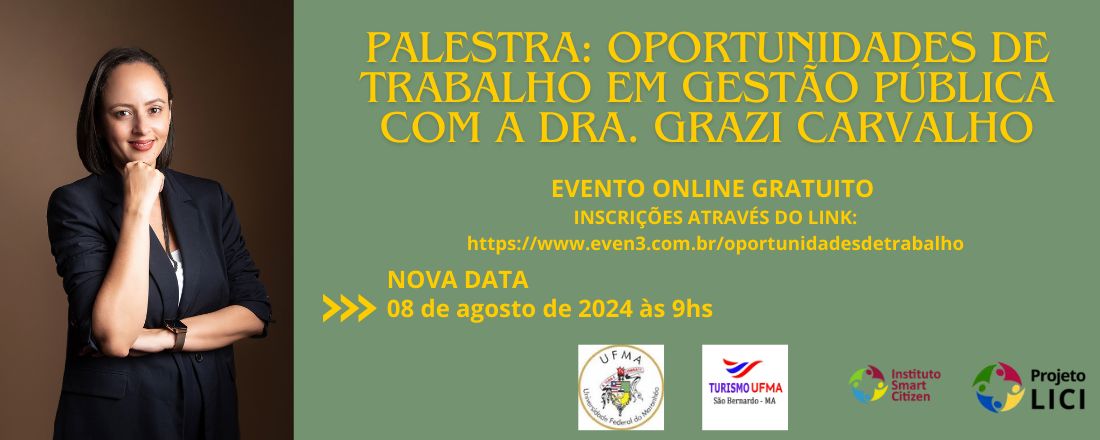 Palestra Oportunidades de Trabalho com Gestão Pública com Grazi Carvalho