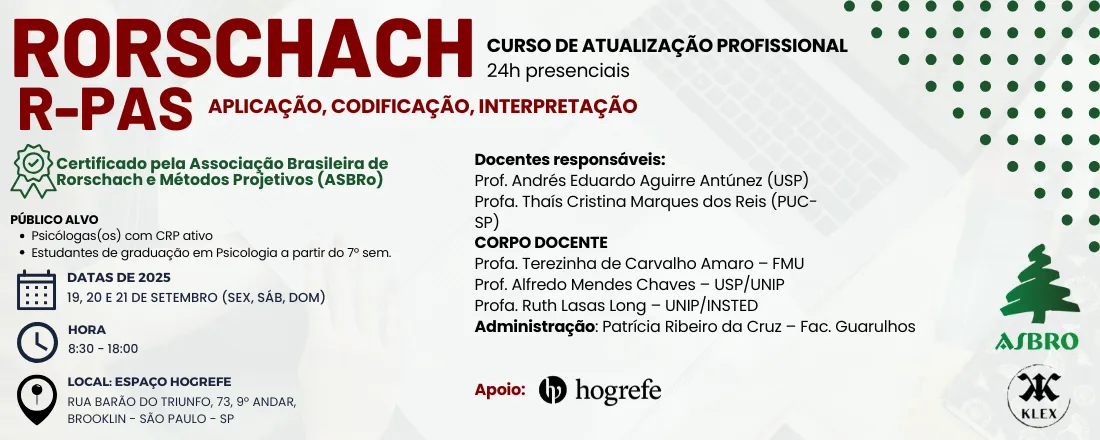 Rorschach – R-PAS: Curso de Atualização Profissional