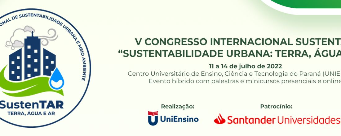V CONGRESSO INTERNACIONAL DE SUSTENTABILIDADE URBANA E MEIO AMBIENTE