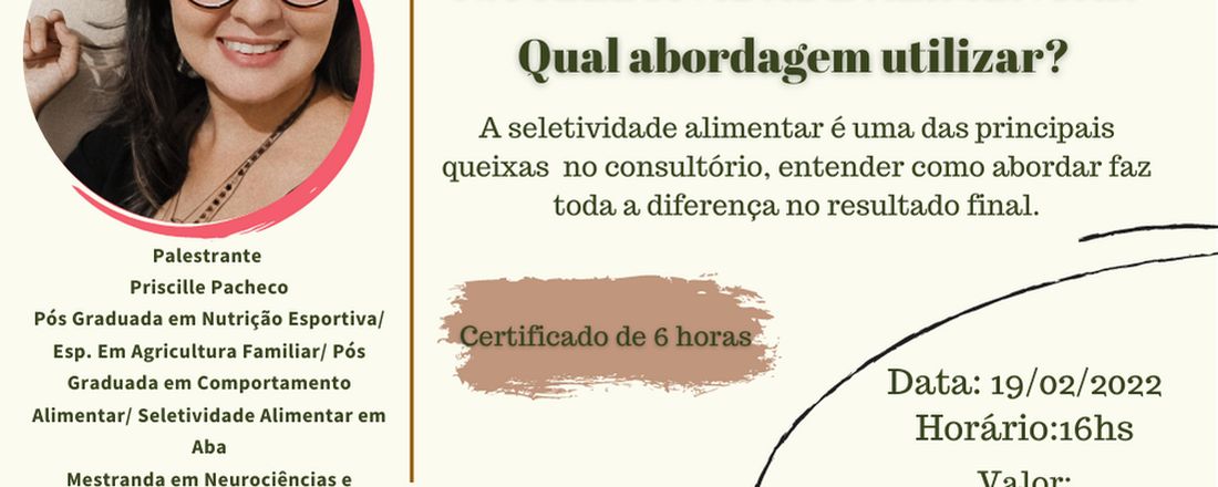 Mini Curso Manejo Nutricional na Seletividade Alimentar