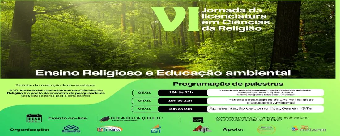 VI JORNADA DA LICENCIATURA EM CIÊNCIAS DA RELIGIÃO
