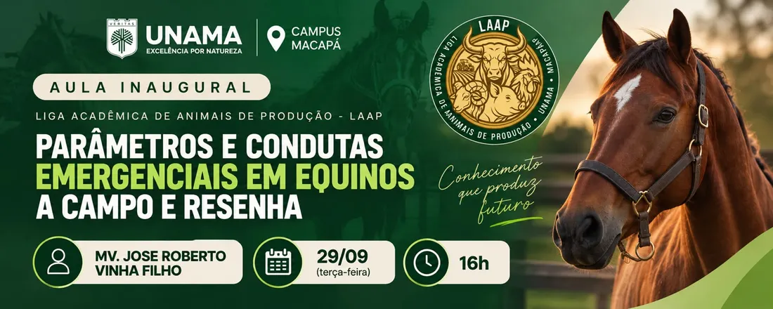 Aula Inaugural - PARÂMETROS E CONDUTAS EMERGENCIAIS EM EQUINOS A CAMPO E RESENHA