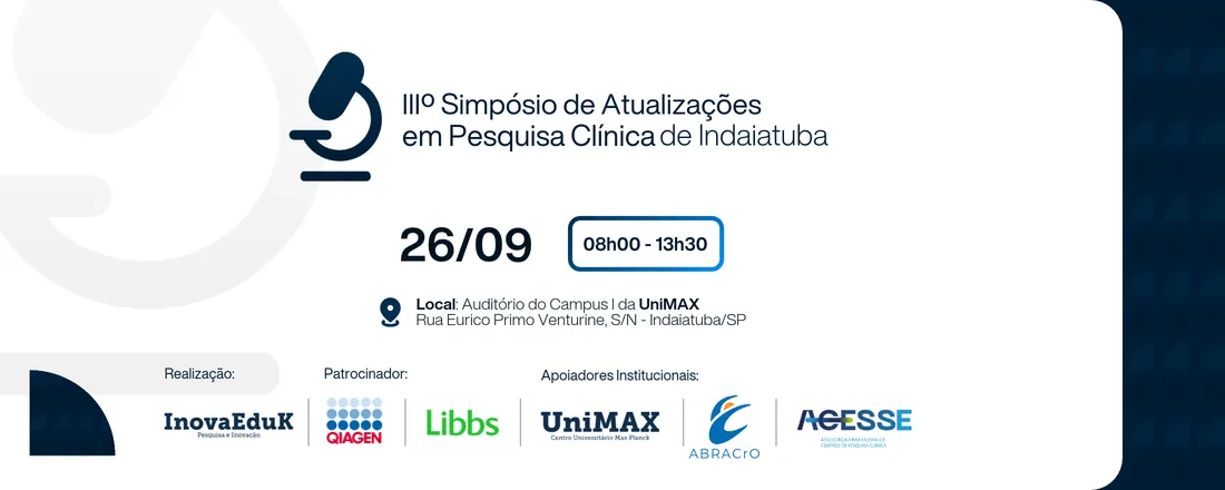 3ª edição do Simpósio de Atualizações em Pesquisa Clínica de Indaiatuba