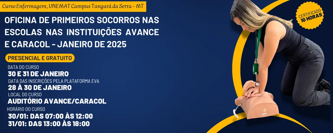 OFICINA PRIMEIROS SOCORROS NA ESCOLA NAS INSTITUIÇÕES AVANCE E CARACOL - JANEIRO/2025