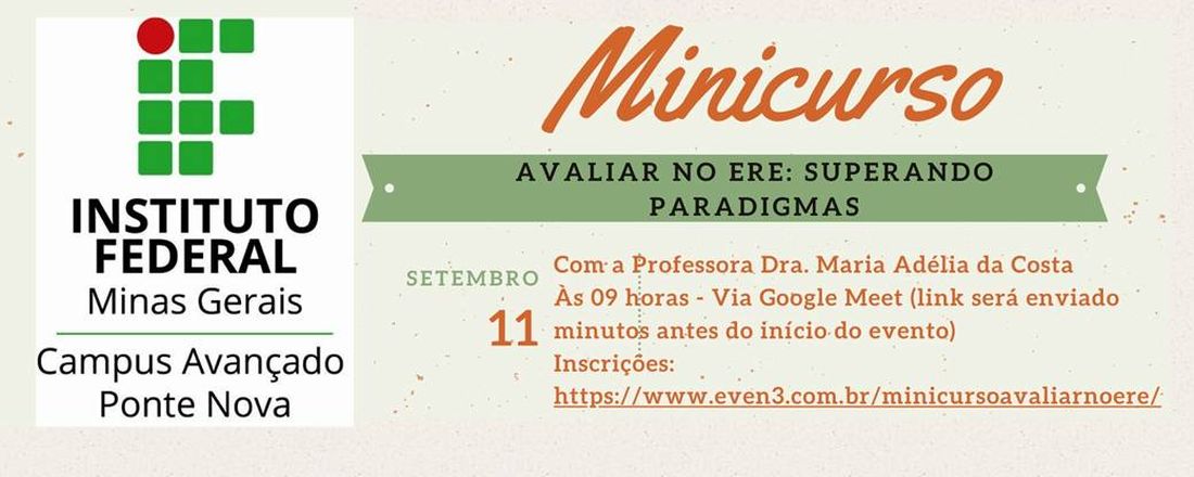 Minicurso "Avaliar no ERE: superando paradigmas."